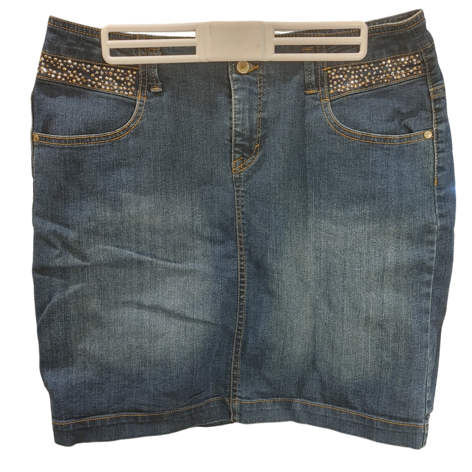 Style & Co Jeans Women's 10 Navy Blue Denim Pencil Mini Skirt